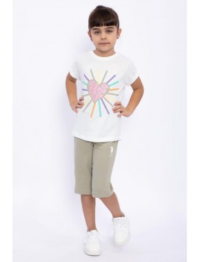 Sun Love Krem Kız Çocuk Kapri Takım