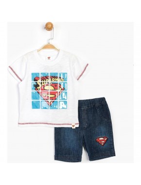 Superman Lisanslı Erkek Çocuk Kot Şortlu 2 Li Takım T15644
