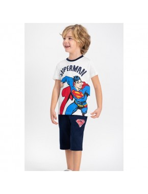 Superman Lisanslı Krem Erkek Çocuk Kapri Takım