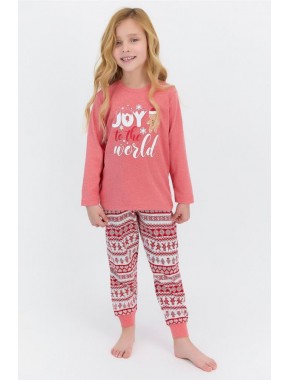 To The World Kırmızımelanj Kız Çocuk Pijama Takımı