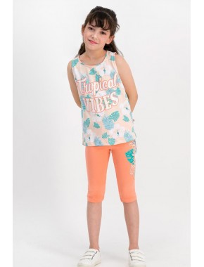 Tropical Vibes Yavruağzı Kız Çocuk Tayt Takım RP1786-C