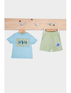 U.s. Polo Assn Çizgili Açık Aqua Erkek Bebek Takım
