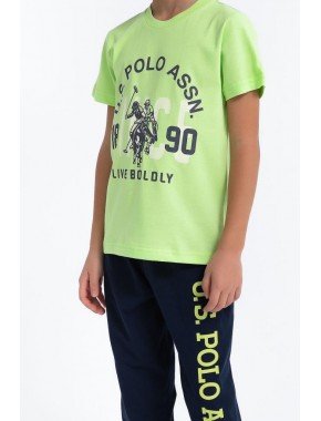 U.S. Polo Assn Lime Yeşili Erkek Çocuk Ribanalı Eşofman Takımı