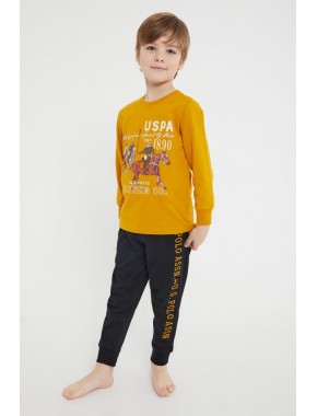 U.s.polo Assn Lisanslı Authentic Hardal Erkek Çocuk Uzun Kol Pijama Takım