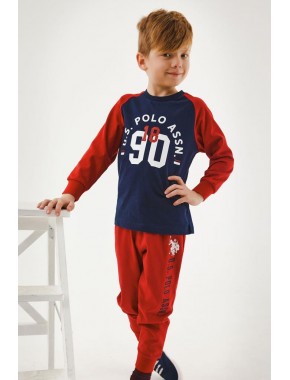 U.s. Polo Assn Lisanslı Bordo Erkek Çocuk Uzun Kol Pijama Takım