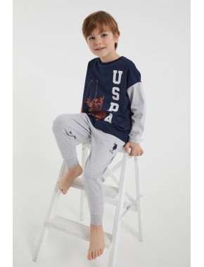 U.s. Polo Assn Lisanslı Horses Lacivert Erkek Çocuk Uzun Kol Pijama Takım