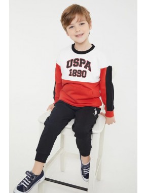U.s. Polo Assn Lisanslı Krem Erkek Çocuk Kanguru Cepli Eşofman Takım