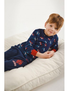 U.s. Polo Assn Lisanslı Lacivert Erkek Çocuk Uzun Kol Pijama Takım