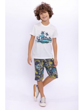 U.S. Polo Assn Palm Beach Polo Krem Erkek Çocuk Kapri Takım