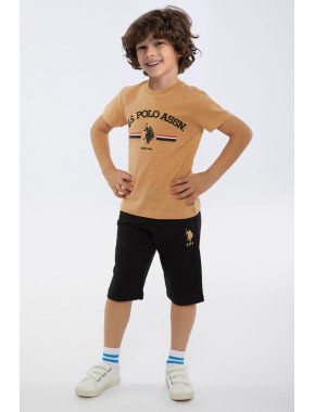 U.S. Polo AssnU.S. Polo Assn Camel Erkek Çocuk Bisiklet Yaka Bermuda Takım
