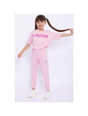 Us Polo Assn Lastik Detaylı Pembe Kız Çocuk Ikili Takım